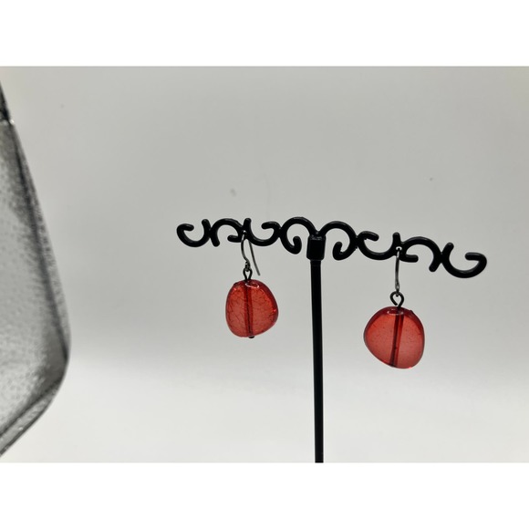 Red Transparent Beaded Gun Metal Gray Chain Necklace & Earrings! - Picture 10 of 14